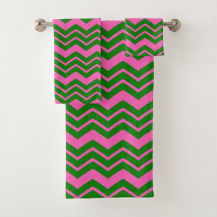 Dessin chevron zigzag vert rose