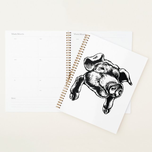 Dessin d'animal de ferme tête de cochon en noir et (Créateur téléchargé)