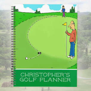 Dessin de bande dessinée humoristique de golfeurs.