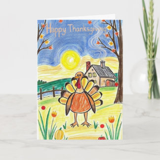 Dessin de carte de Thanksgiving avec dinde pour en