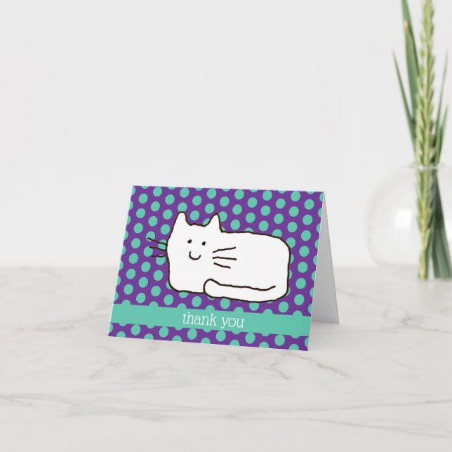 Dessin de chat de bande dessinée drôle Merci plié (Devant)