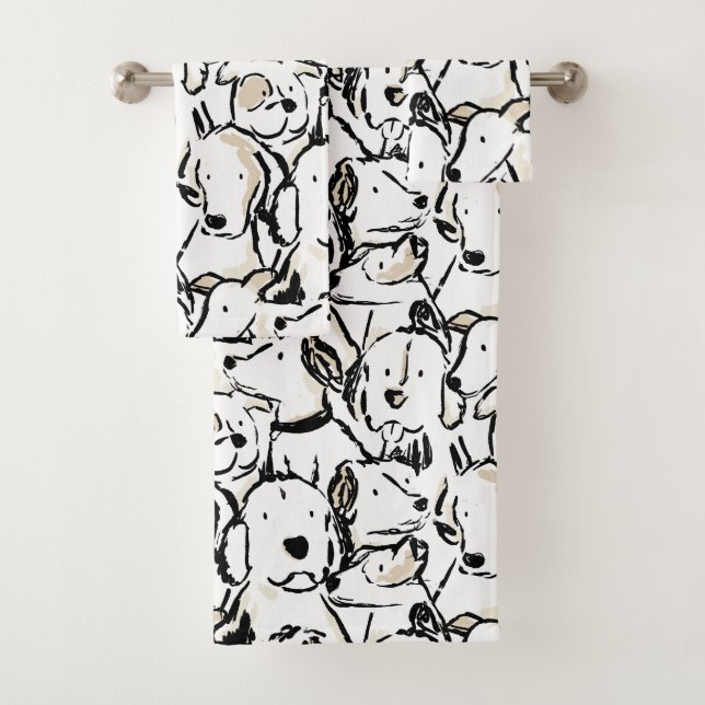 Dessin de chien mignon - Chiots en noir et blanc (En situation)