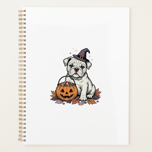 Dessin de citrouille de bouledogue d'Halloween gra (Devant)