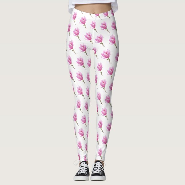 Dessin de floraison de fleurs roses leggings (Devant)