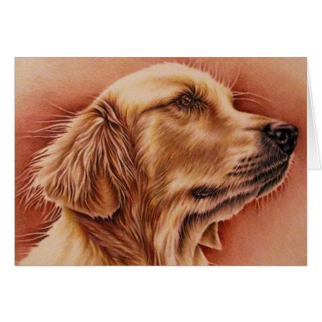 Dessin de Golden Retriever sur carte (Devant horizontal)