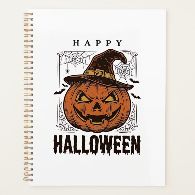 Dessin de gravure de citrouille joyeux Halloween v (Devant)