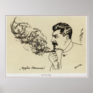 Dessin de Joseph Staline. Poster 'La pipe de Stali