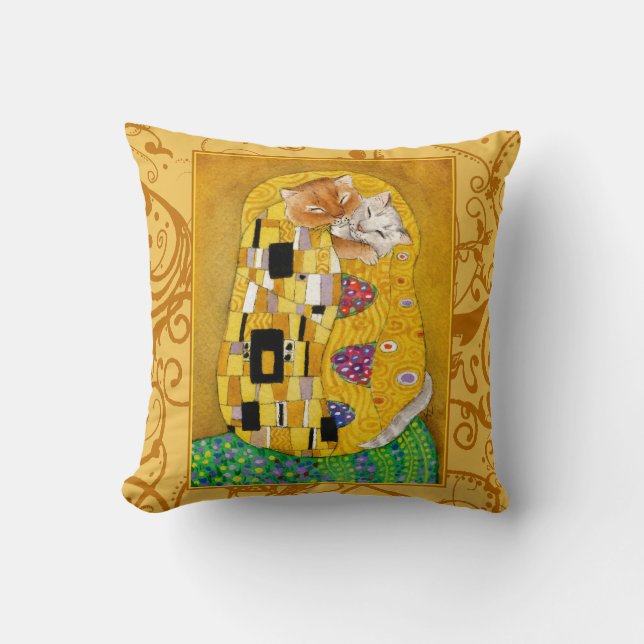 Dessin de Klimt The Kiss gold coussin (Recto)