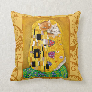 Dessin de Klimt The Kiss gold coussin