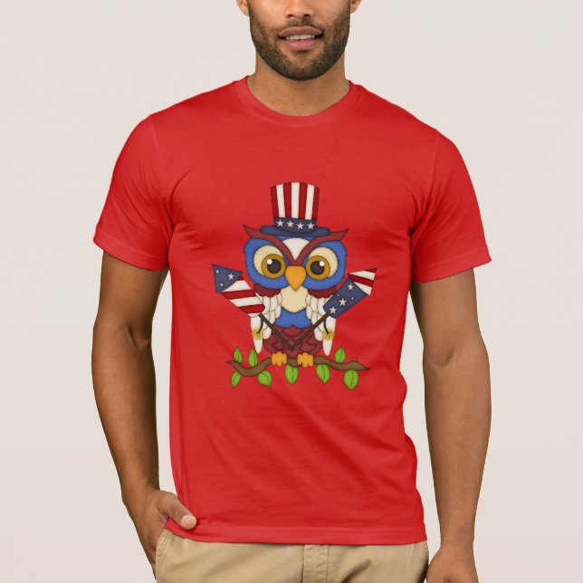 Dessin de la Chouette patriotique homme t-shirt (Devant)