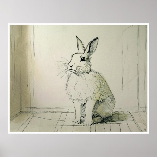 Dessin de lapin d'animal - Impression d'art (Devant)