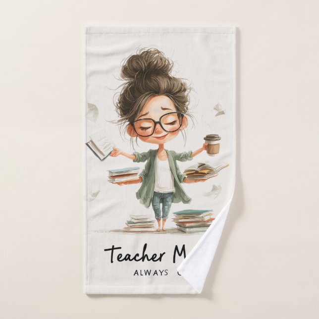 Dessin de l'enseignant mignon avec "Mode enseignan (Serviette à main)