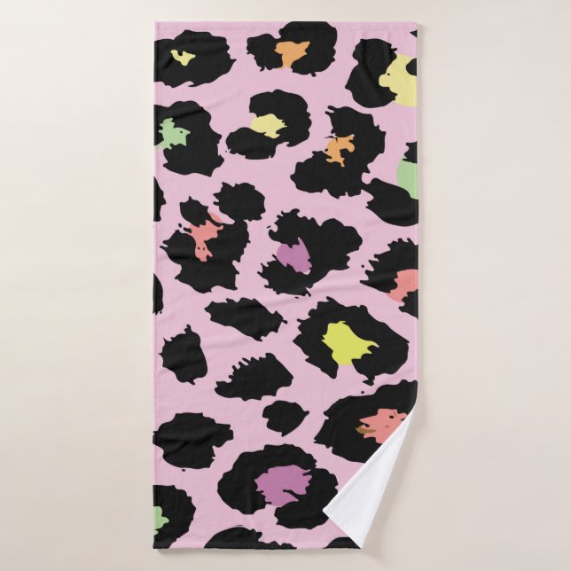 dessin de léopard sauvage coloré exotique dessiné  (Serviette de bain)