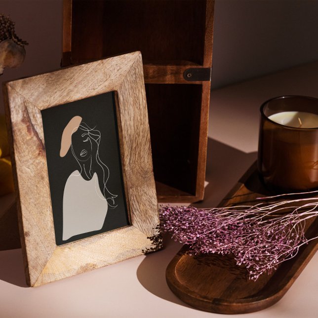 dessin de ligne blanche femme minimale affiche abs (Créateur téléchargé)