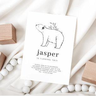 Dessin de ligne d'ours Invitation d'anniversaire