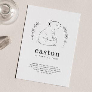 Dessin de ligne d'ours Invitation d'anniversaire