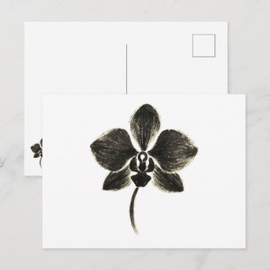 Dessin de ligne orchidée - Carte postale botanique