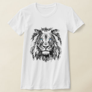 Dessin de lion gris - T-shirt tête de lion