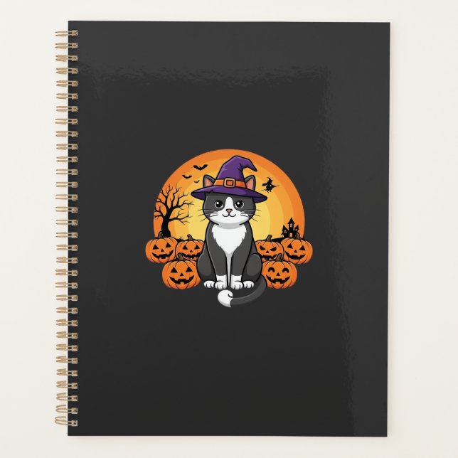 Dessin de lune de citrouille de chat de sorcière d (Devant)