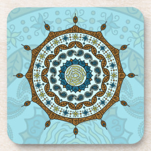 Dessin de Mehndi sur Dessous de Verre en Cuivre