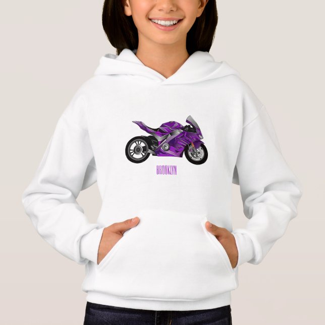 Dessin de moto de sport violet (Devant)