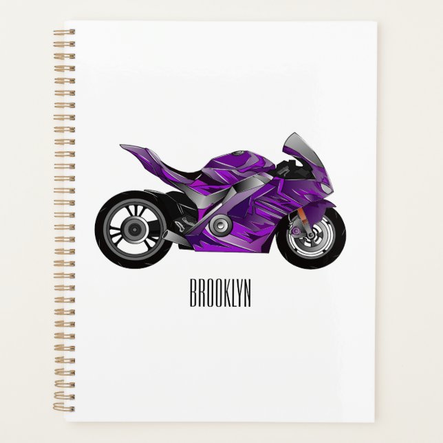 Dessin de moto de sport violet (Devant)