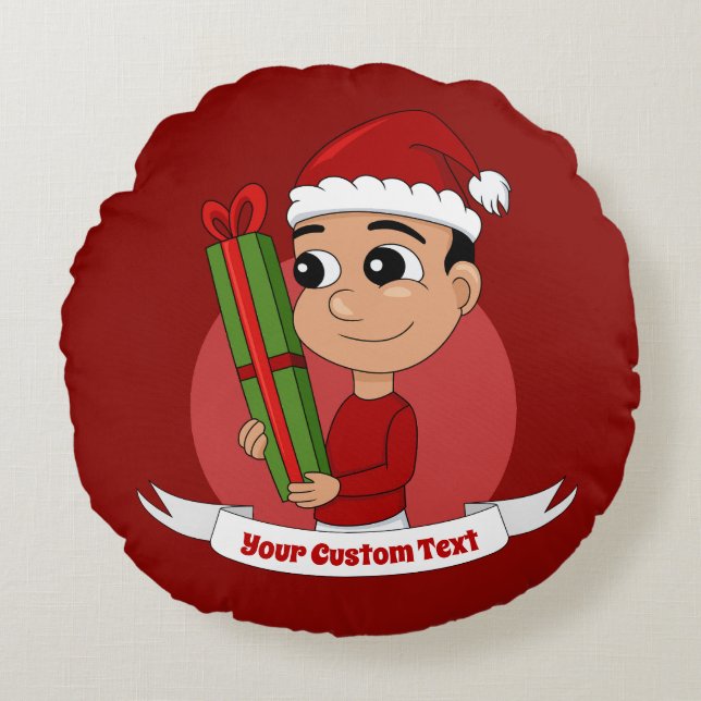 Dessin de Noël du garçon autour du coussin (Devant)