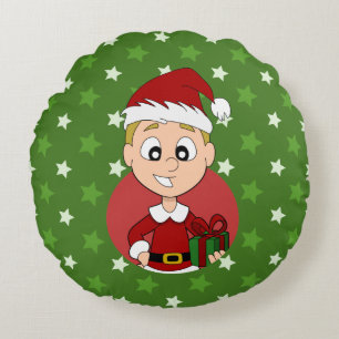 Dessin de Noël du garçon autour du coussin