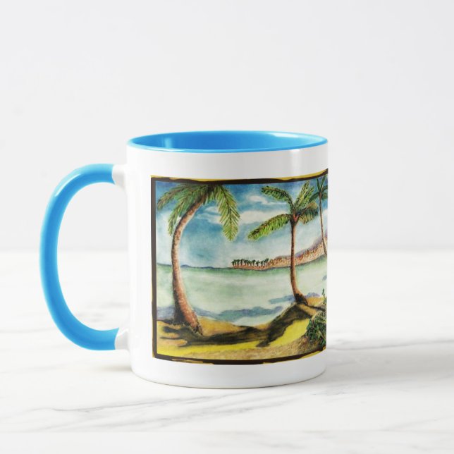 Dessin de palmiers et de plage - Mug de boisson (Gauche)