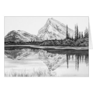 Dessin de paysage de Montagne-Lac par le cygne de