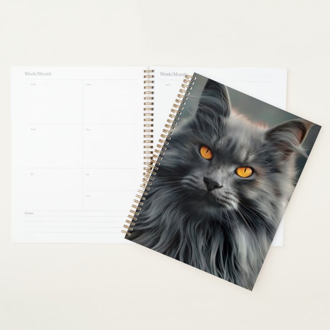 Dessin de portrait de chat majestueux à poils long (Devant avec enveloppe)