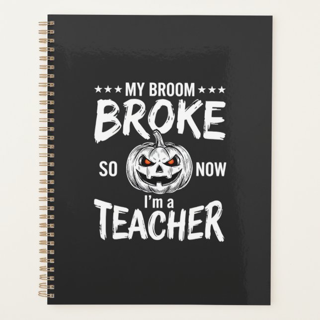 Dessin de professeur de Halloween drôle balai cass (Devant)