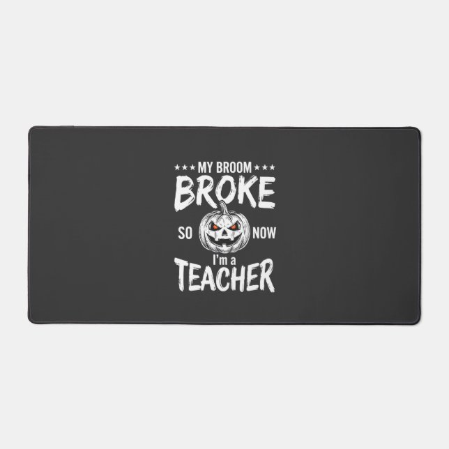 Dessin de professeur d'Halloween drôle balai cassé (Recto)
