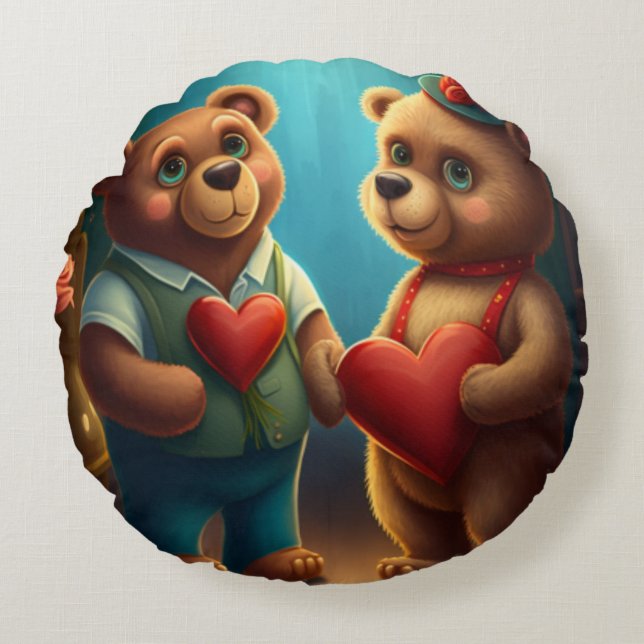 Dessin de Saint Valentin sur l'ours coussin (Devant)