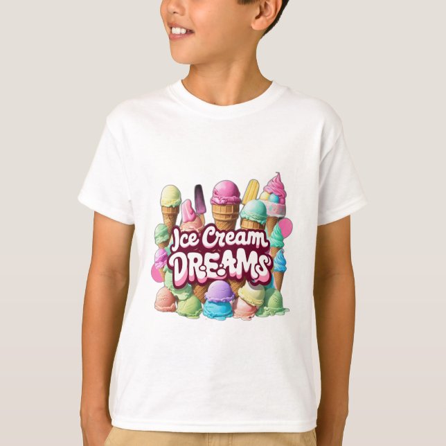 Dessin de T-shirt "Ice Cream Dreams" pour enfants (Devant)