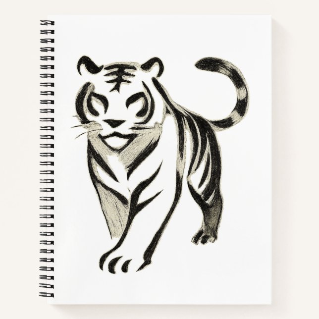 Dessin de tigre de marche - Design de Carnet d'enc (Devant)