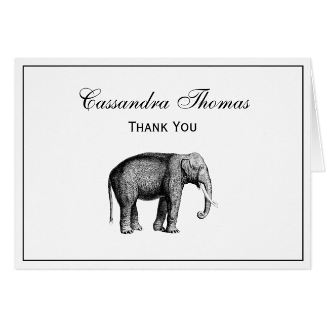Dessin d'éléphant vintage (Devant Horizontal)