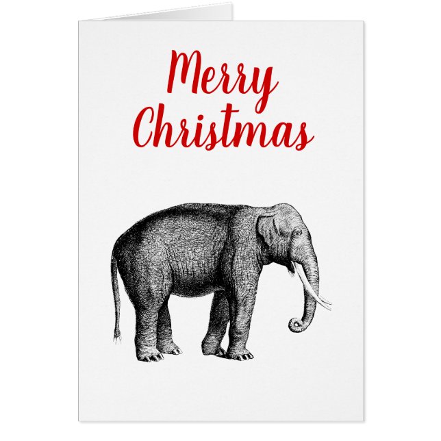 Dessin d'éléphant vintage Noël Xmas (Devant)