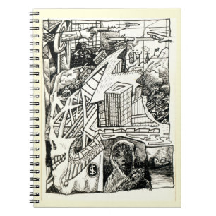 Dessin d'encre "Guerre moderne" Carnet photo Spira