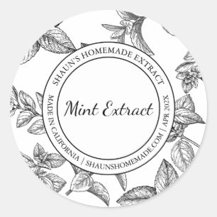Dessin d'extraction de la menthe étiquette moderne