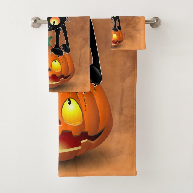 Dessin d'Halloween au chat effrayé sur Citrouille (En situation)