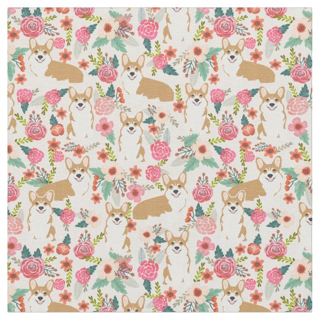 dessin floral en tissu de corgi de soudure (Fermer)