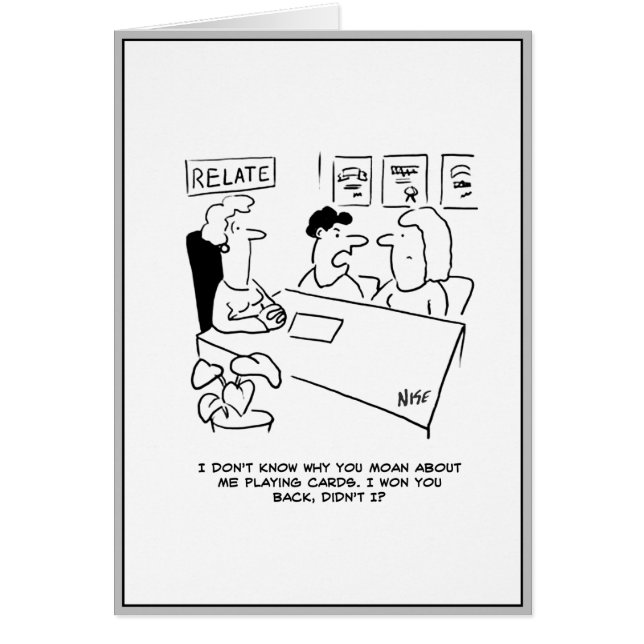 Dessin humoristique sur le conseil conjugal. Le ma (Devant)