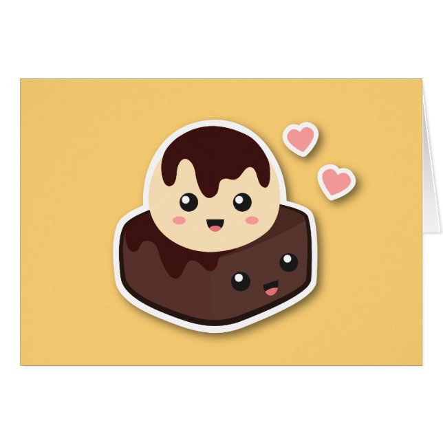 Dessin kawaii de glace à la vanille et de brownie (Devant horizontal)