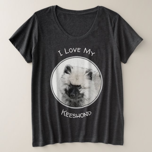Dessin Keeshond Chiot - Joli dessin original Chien (Design devant)