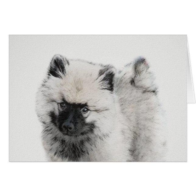 Dessin Keeshond Chiot - Joli dessin original Chien (Devant horizontal)