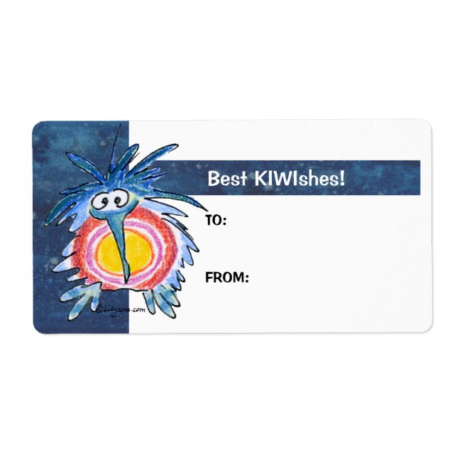 Dessin Kiwi Bird 4a Blue Gift Tag Étiquettes (Devant)