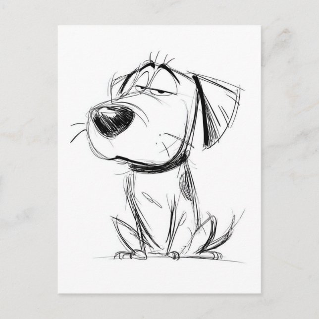 Dessin le plus simple. Chien drôle. Carte postale (Devant)
