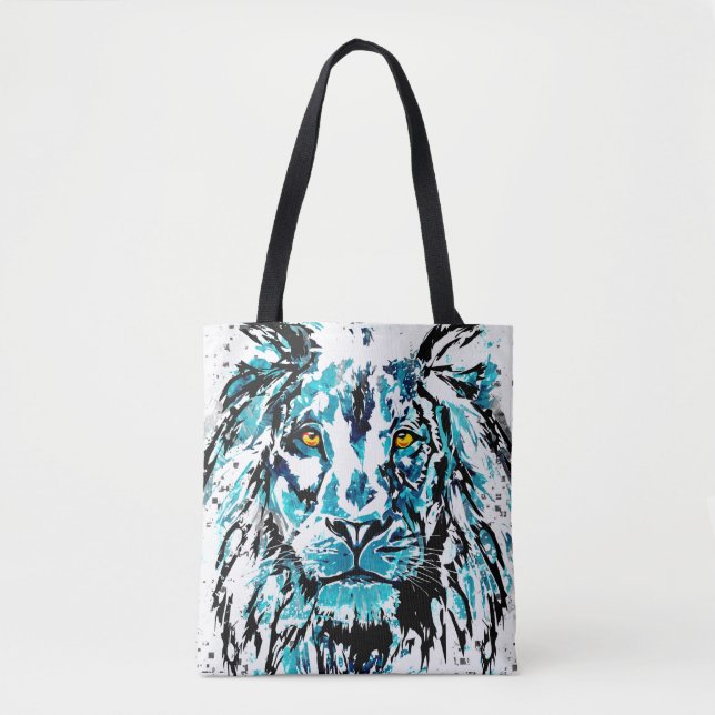 Dessin Lion bleu | Sac fourre-tout Lion (Devant)