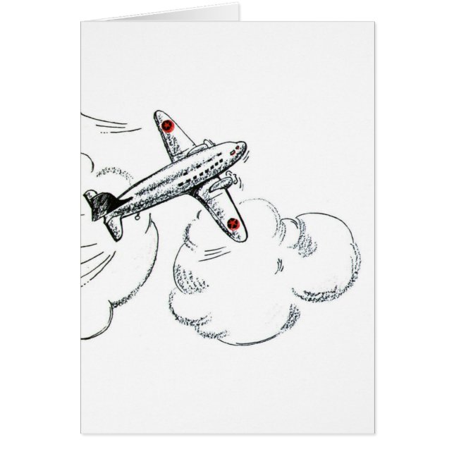 Dessin noir et blanc d'avion vintage (Devant)